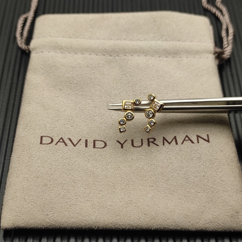 ✨David Yurman Yellow Gold and Diamond Men's Earrings - Yellow Gold